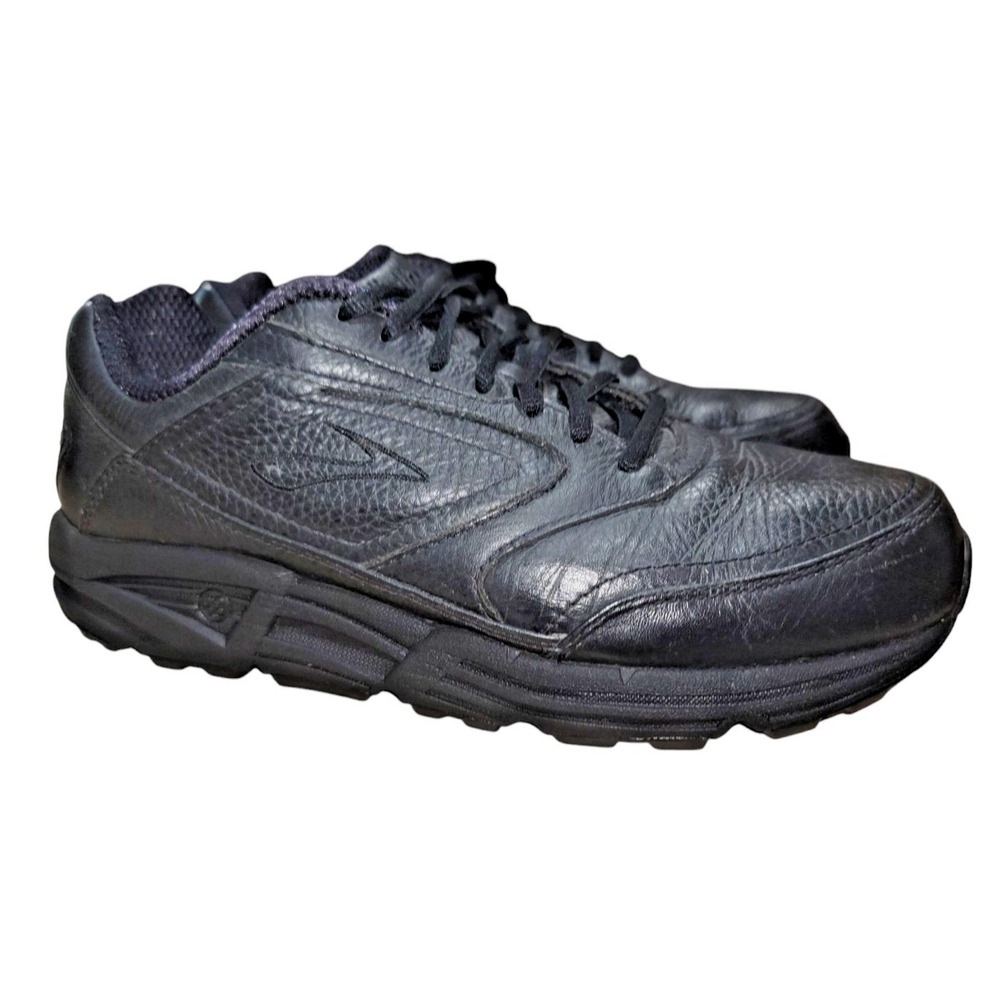 Brooks Addiction Walker Women's Triple Black Leather Sneakers Shoes Size 8.5 2E